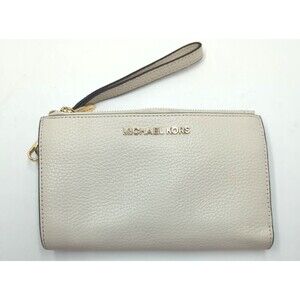 Michael Kors Jet Set Travel Double Zip Wristlet Wallet Beige